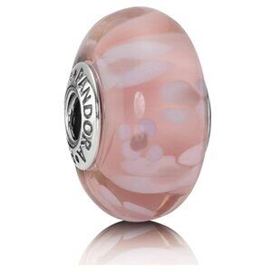 Pandora Retired Large Pink Blossoms Murano Glass Bead Charm  790753